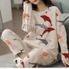 Women's Sleepwear Women's Cotton Pajamas Big Size Sleepwear Sets Woman 2 Pieces Pajamas Spring Autumn Female Couples Loungewear Suit Home Clothes 230314