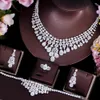 مجموعات مجوهرات الزفاف cwwzircons super tassel tassel drop cz big wedding bridal necklace ropring 4 pcs nigerian dubai Jewelry for Women T596 230313