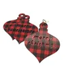 Party Decoration Christmas Red And Black Lattice Pattern Wood Chip Crafts Pendants Home DIY Chips