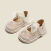 First Walkers 11.5-15.5cm Baby Girls Mesh Spring Shoes Lace Butterfly-knot Little Princess Dress Shoes For Party Toddler Walkers 230314