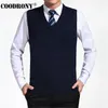 Gilets pour hommes COODRONY Arrivée Pull de couleur unie Gilet Pull en cachemire Pull Marque Col en V Sans manches Jersey Hombre 230313