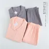 Женская одежда для сна японская хлопчатобумажная крепея с длинными рубашками для пижамы весны и осенью набор домашнего обслуживания женская пижама 230408