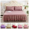 Bed rok prinses beddengoed massief gegolfd bedrok kussencases kanten lakens matras cover king queen full twin size bed cover 230314