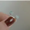 Stud Earrings VOQ Silver Color Geometric Green Crystal Women's Party Korean Teen Jewelry Gift