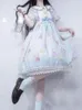 Swobodne sukienki urocze damska sukienka lolita kreskówka szata japońska harajuku krótkie rękawy lalka wróżka kawaii słodka resectoscasual