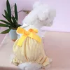 Hondenkledingstreep kleding zomer dunne boog zachte en comfortabele casual gele kattenkleding voor Yorkshire poodle puppy kostuum jumpsuit