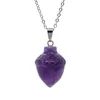 Pendant Necklaces KFT Natural Gemstone Mini Carved Pine Cones Healing Crystal Quartz Amethysts Agate Stone Chain Necklace Jewelry