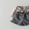 Conjuntos de roupas para meninas roupas xadrez com mangas casuais de mangas de t-shirt shorts top menina simples cenário garoto de verão bebes accesorios Recien nacido 230313