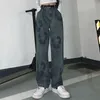 Dżinsy męskie koreańskie mody Graffiti Drukuj Vintage Mężczyźni workowate spodnie luksusowe proste luźne umyte modne spodnie dżinsowe ropa hombrremen's