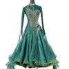 Stage Wear Green National Standard Modern Dance Costume Big Swing Dress Practice Clothes Women Ballroom Waltz