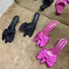 2021 Spring Pointed Toe Stiletto Heel Kitten Heels brow Heel-Free Slippers for Women High Heels Silk Sandals with Box