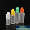 Bottiglie contagocce in PE colorate all'ingrosso Punte dell'ago con tappo a prova di bambino a colori Punta contagocce affilata Bottiglia di plastica Eliquid 3ml 5ml 10ml 15ml 20ml 30ml 50ml