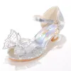 Baskets chaussures pour filles talon enfants robe de princesse fête en cuir compensées enfants papillon sans lacet ballerines de mariage 230313