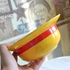 Bowls One Pieced Luffy Straw Hat Ceramic Bowl Instant Noodle Japanese Rice Enamel Soup B5G7