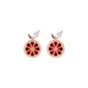 Stud Earrings Fashion Jewelry Design Exquisite Lemon Fruit Compact For Women Cubic Zircon ZC Temperament