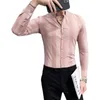 Men's Casual Shirts Spring Highend Striped Long Sleeved Shirt Men Korean Slim Fit Business Dress Shirt Men Streetwear Social Party Shirt M-4XL 230314