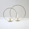 Ljushållare 2023 Guldmetallkolonnhållare med glas bröllop bord mittpieces props cirkel rund blommestativ ljusstakdekor