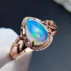 Cluster Rings A411 Opal Ring Fine Jewelry Pure 18 K Gold Natural 1.4ct Gemstones Diamonds Female For Women