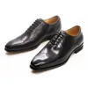 Sapatos formais italianos de luxo Oxford Genuine Leather Brogue Fashion Wing Dip Black Up Up Wedding Office Dress Sapato para homens