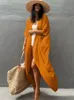 Shawls Beach Cover Up Kimono Women Summer Pareo Swimsuites Cape Solid Bohemian Tunic Vestes Bathing Suits Drop 230314