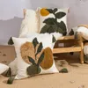 Pillow Green Leaves Handmade Embroidery Cover Tassels Tufted Home Decor 45x45cm Moon PillowCase Sham