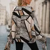 Women's Blouses Autumn Top Trendy Batwing Long Sleeve Office Lady Leopard Geometry Pattern Pullover Streetwear Women Shirt Blouse