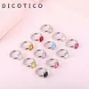 Bagues de cluster Cristal de verre carré pour femmes Or Argent Couleur Bague en acier inoxydable Bague de mariage Femme Anillos Bijoux AccessoiresCluster