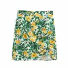 Skirts 2023 Summer Women's Youth Vitality Flower Pattern Retro High Waist Loose A-line Skirt Fold Bag Hip Mini