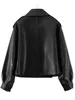 Vestes Femmes Fitaylor Automne Femmes Faux Cuir Veste Pu Moto Biker Rouge Manteau Turndown Col Lâche Streetwear Noir Punk Vêtements D'extérieur 230313