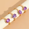 Wedding Rings Verklaring Purple Crystal Finger Ring Set Luxe knokkel voor vrouwen Girl Trendy Charm Bridal Party sieraden geschenken