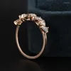 Cluster Rings 14K Solid Au585 Rose Gold Ring Half Eternity Wedding Anniversary Engagement Party Moissanite Elegant Trendy For Women