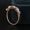 Bagues en grappe 14K solide Au585 bague en or rose demi-éternité mariage anniversaire fiançailles fête Moissanite élégant à la mode pour les femmes