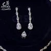 Wedding Jewelry Sets ASNORA High Quality Cubic Zirconia Bridal Wedding Jewelry Water Drop Necklace Lady Pendant Four Piece Set Party Accessories 230313