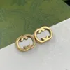 Женские модные дизайнерские серьги-гвоздики в роскошном стиле высшего качества G Letter Brass Engagement Earring
