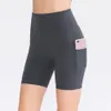 Active Shorts Bedruckte nackte Yoga-Shorts für Damen mit Taschen Hautenge, elastische, schnell trocknende Trainingsshorts, modische und klassische Sportbekleidung