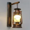 Wall Lamp Vintage Barn Lantern Bamboo Lamps Rustic E27 Sconces Lighting Kerosene Oil Farmhouse Cabin Or Any Retro Setting