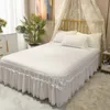 Saia de cama renda verde renda lótus folha de cambas de câmara de câmara de lótus estilo lençóis coloridos de coloração sólida lençóis não deslizantes para capa de cama de menina 230314