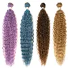 Perruques synthétiques Fashion Idol Kinky Curly Hair Ombre Brown Bundles 28-32 pouces Super Long Synthétique Armure Lâche Vague Profonde 230227