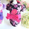 Japanese Style Pet Clothes Summer Dog Apparel Yukata Bow Decor Dog Print Tops Dress Small Dog Kitten Yorkshire Poodle Ragdoll