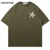 Erkek Tişörtler Harajuku T Shirt Street Giyim Hip Hop Mektup Yıldız Yıldız Baskı Kısa Kollu Tshirt Moda Sıradan Pamuk Gevşek Tişörtler Yaz Top 230313