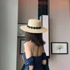 الموضة Sunshade Straw Hat Lace Hook Ho -Flower Hats Women Beach Sunscreen Bucket Hat Flat Top Sun Cap Casquette