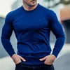 Męskie koszulki na siłownię fitness T-shirt mężczyzn Mężczyźni swobodny trening kulturystyka mężczyzn na długich rękawach