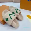 Moda Slippers de lã de couro Designer de pelúcia Mulheres arranhões 23 laranja Palavra cinza Branco de lazer sandálias domésticas 35-42