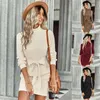 Casual Dresses Autumn Winter 2023 Long Sleeve Dress Women's Warm High Neck Lace Up Hip Wrap