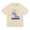 Mens Designer Rhude T-Shirt Luxury Brand Tees Print Tiger T Shirts Womens Short Sleeve Summer Streetwear Tops Lover Clothes Aqx3