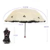 Umbrellas Lace Flower Women Sun Parasol Sunscreen Portable Compact Black Coating Anti UV Rain Umbrella Girl Princess Sunshades Vintage 230314