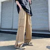 Pantaloni da uomo stile Harajuku a vita alta cargo per tasche grandi e solide pantaloni larghi a gamba larga dritti casual 230314