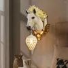 Lâmpada de parede European Retro Horse Head Led Resina Sala de estar TV Background El Aisle Decorativa