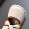 Första Walkers Sweet Bow Knot Girl Princess Shoes 1-2y Toddler Baby Girl Walker Leather Mary Slim Shoes Soft Sole Casual Children's Shoes Apartment 230330