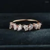 Cluster Rings 14K Solid Au585 Rose Gold Ring Half Eternity Wedding Anniversary Engagement Party Moissanite Elegant Trendy For Women